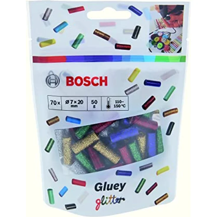 Bosch 2608002004 Mini Sticks 70tlg. (Transparente Klebesticks, Zubehör für Heißklebestift Gluey) – Bild 2