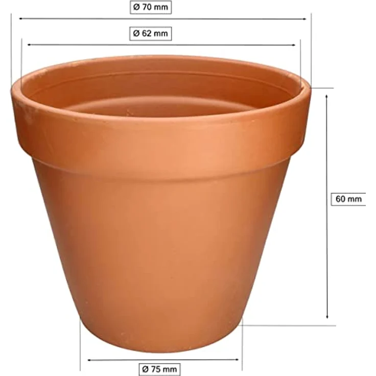 KOTARBAU® Terrakotta Blumentopf Set, 12er Set mit Rand, Ø 7 cm, für Innenräume und Gärten – Bild 2