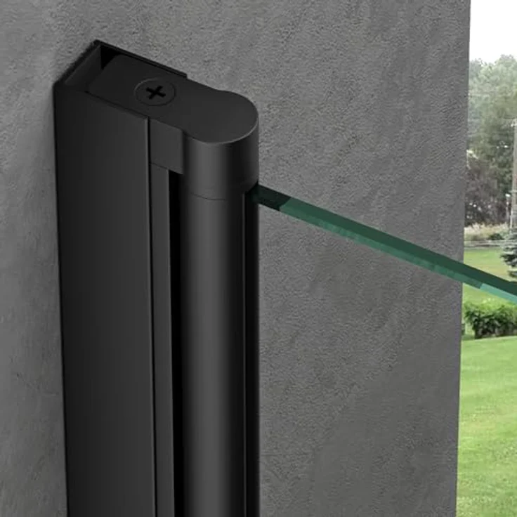 doporro Badewannenfaltwand Badewannenaufsatz Cortona201 Duschwand, Einscheibensicherheitsglas, Milchglasstreifen, schwarz – Bild 6