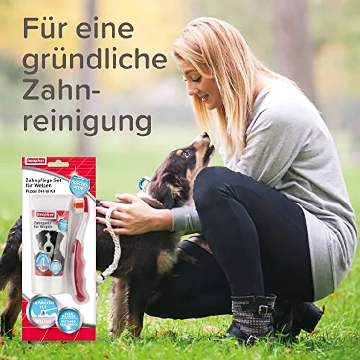 BEAPHAR - Zahnpflege Set Für Welpen - Mit Leber-Geschmack - Zahnbürste Und Zahnpasta - Set (1 Stück + 50g) – Bild 3