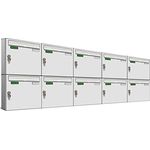 AL Briefkastensysteme Basic 10er Briefkasten RAL 9016 Verkehrs Weiss 10 Fach DIN A4 wetterfest Briefkastenanlage mit Posthaltebügel und 2 Namensschildern
