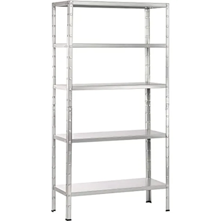 SCHULTE Regalwelt Steckregal mit 5 PowerMAX Fachböden, 65 kg Tragkraft, 190x100x40 cm (HxBxT), verzinkt, Lagerregal, Werkstattregal, Kellerregal, Garagenregal, Metallregal