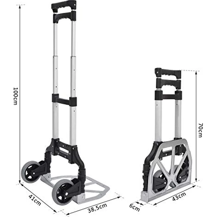 HOMCOM Alu Sackkarre Transportkarre klappbar Handkarre Stapelkarre Aluminium max. 70 kg belastbar – Bild 3