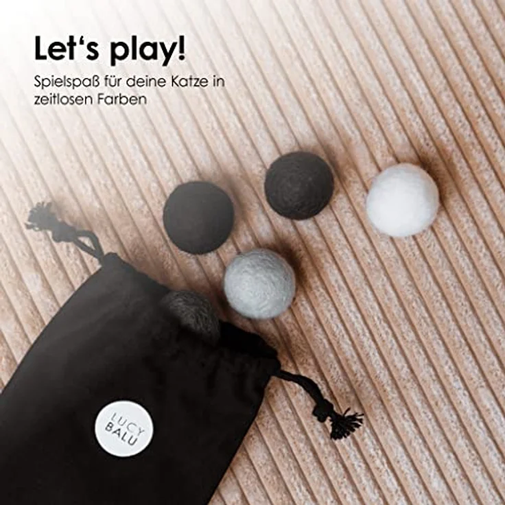 LucyBalu® Filzbälle für Katzen I Katzenspielzeug I Katzenbälle aus Filz | Katzen Spielsachen aus 100% Wolle I Natürliches Spielzeug für Katzen | Spielbälle für Katzen Fair aus Nepal | 6 Stück | Grau – Bild 4