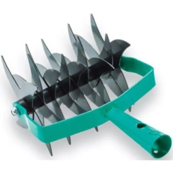 Greenmill Gartengrubber mit 9 Doppelzahnpaare aus lackiertem Kohlenstoffstahl, Arbeitsbreite 14 cm