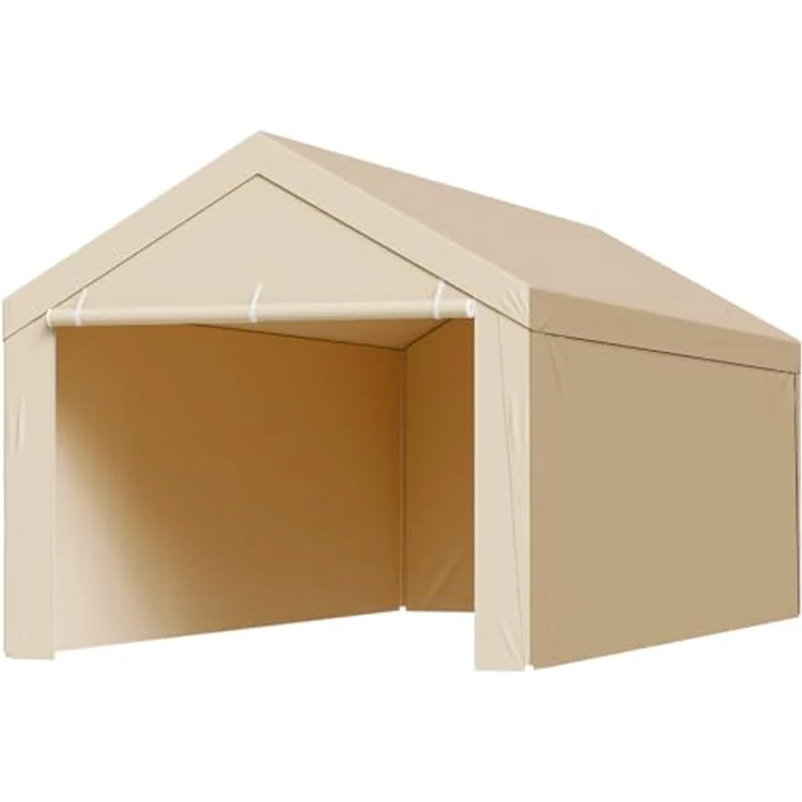 VEVOR Carport-Ersatzdach 3,05 x 6,09 m, UV-beständige Garagenzeltplane mit Seitenwänden, strapazierfähig, beige, ohne Rahmen – Bild 9
