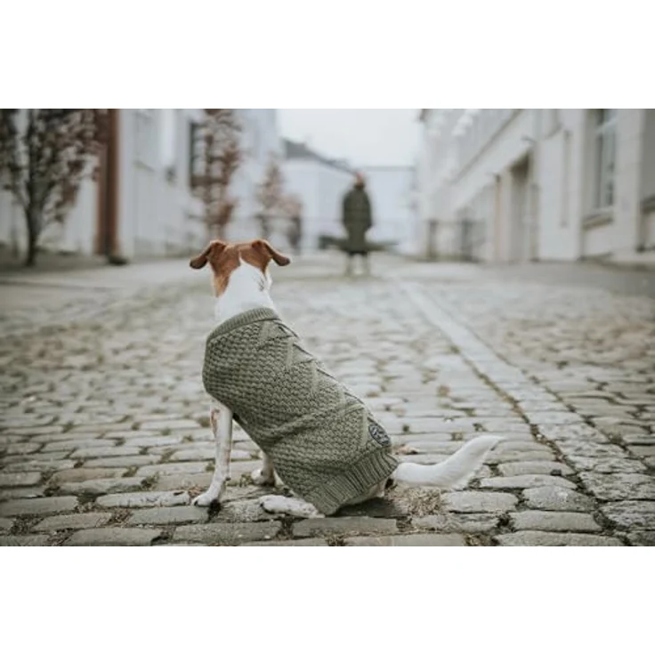 HUNTER Hundepullover MALMÖ, Khaki, klassisches Zopfstrick-Muster, wärmend & bequem, elastisch, reflektierend, waschbar bei 30°C, Größe 40 – Bild 5