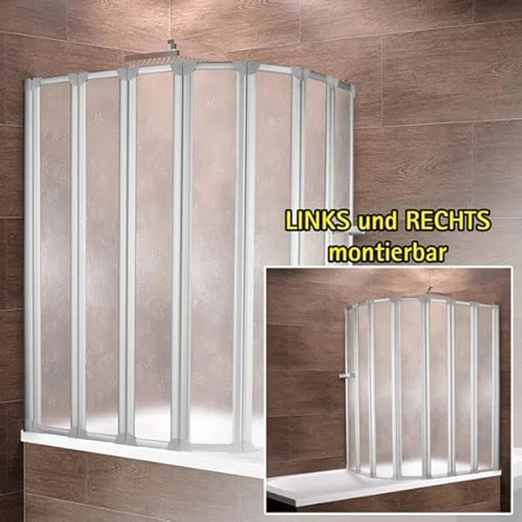 Schulte Duschwand für Badewanne faltbar, 159 x 140 cm, Kunstglas Softline hell, Alu-Natur, Made in Germany, einfacher Aufbau – Bild 3