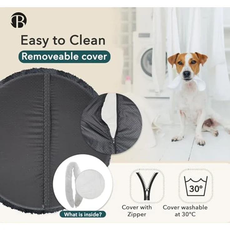 bluzelle Orthopädisches Hundebett für Kleine Hunde & Katzen, 50cm Donut Kissen Memory Foam, Dunkel-Grau – Bild 4