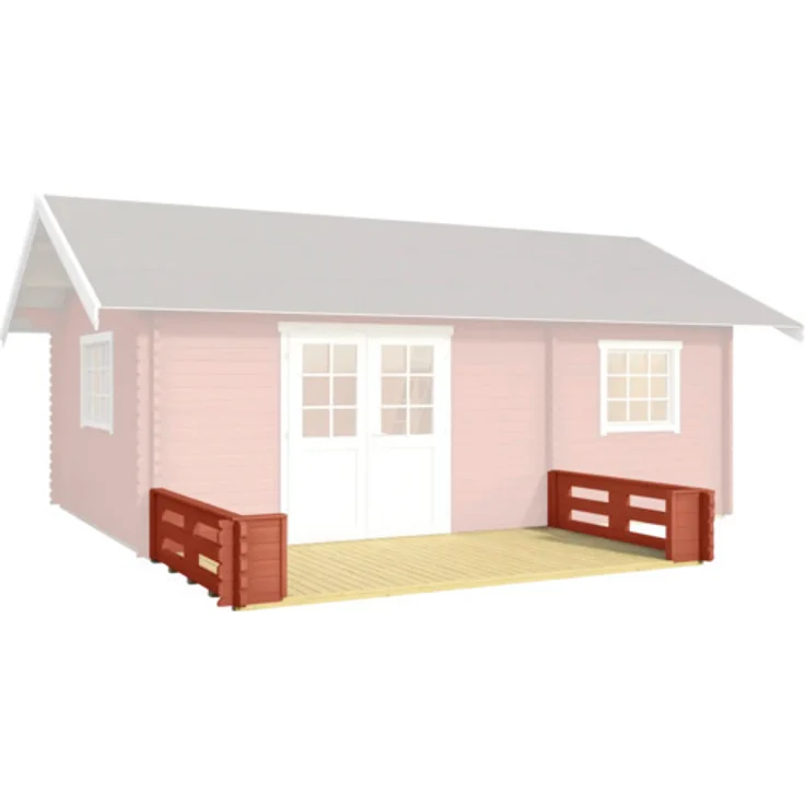 Outdoor Life Terrasse Caroline 365 x 200 cm schwedenrot, Zubehör für Gartenhaus, europäisches Fichtenholz, einfacher Einbau