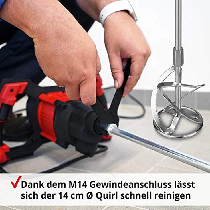 Hecht Rührwerk 1800 Watt, 2-Gang-Metallgetriebe mit ergonomischem Griff und 59 cm Rührquirl für dickflüssige Materialien – Bild 5