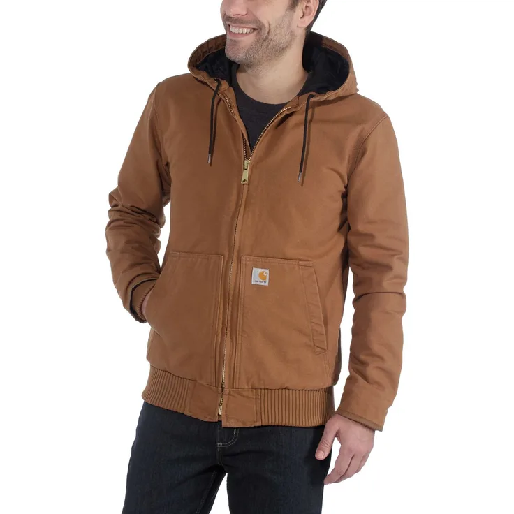 Carhartt Duck Active Jacke mit Kapuze 104050, 100% Baumwolle, Canvas, gewaschen, blau