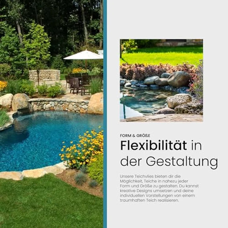 TeichVision Teichvlies 1000g, Schutzvlies für Teich & Pool 3m x 2m, grau, langlebig und umweltfreundlich – Bild 3