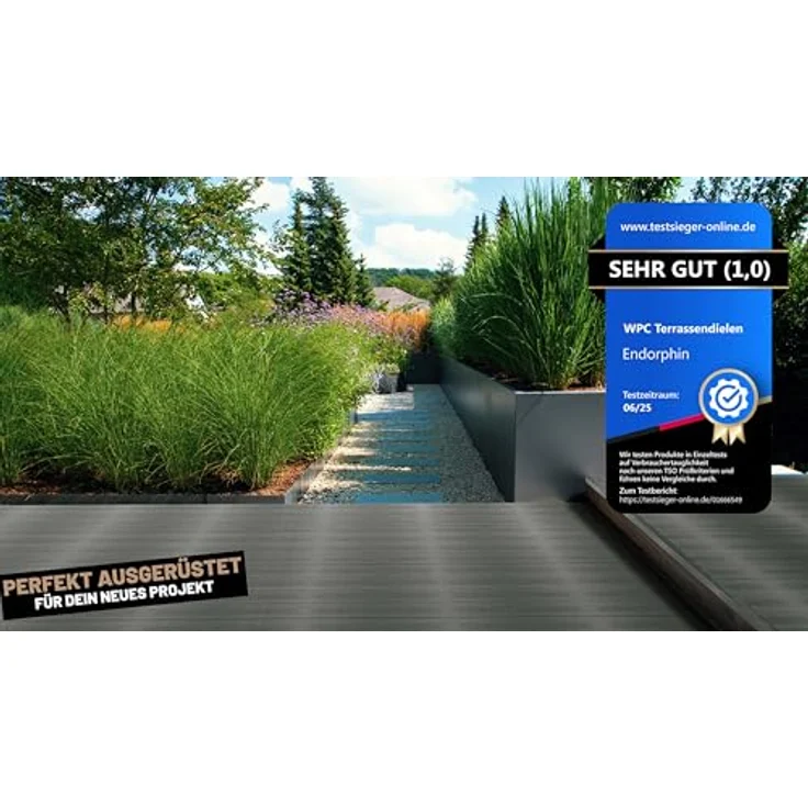 Endorphin Terrassendielen ® WPC Komplettset 20m², hellgrau, witterungsbeständig, rutschfest, pflegeleicht – Bild 7