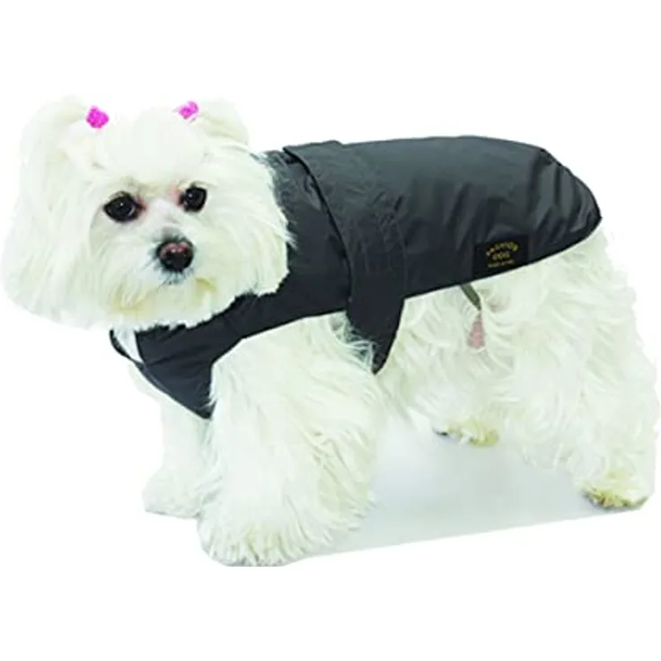 Fashion Dog Hundemantel mit Kunstpelz-Futter - Schwarz - 51 cm