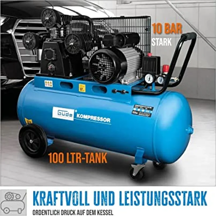 Güde 3-Zylinder Druckluft Kompressor, Druckluftkompressor, Luftkompressor, 551-10-100, 100 l Kessel, 10 Bar, 230 V, 2,2 kW – Bild 2