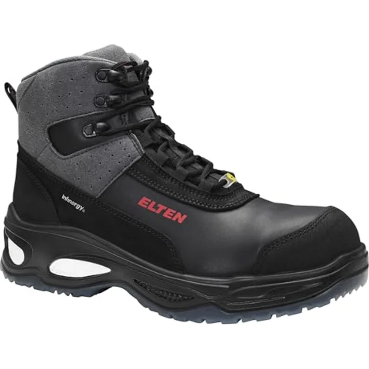 Elten Sicherheitsschuhe S3 MILES Mid ESD, Sicherheits-Schnürstiefel aus Rindleder, Gr. 42, rutschfeste TPU/PU-Sohle, atmungsaktives Futter – Bild 1