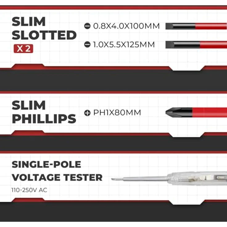 Mustbau 6-teiliges VDE-isoliertes Schraubendreher-Set, SlimFix-Dünnstabtechnologie, 1000V VDE-Isolierung, 920 g, blau – Bild 6