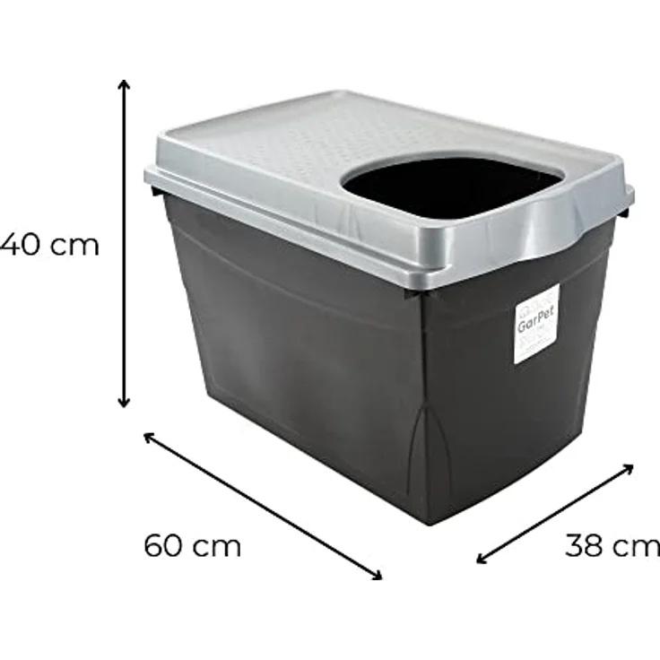 GarPet XXL Hop-In Katzenklo Katzentoilette Top Entry Jump-In Haubentoilette Groß Einstieg Oben Katzen WC Klo schwarz – Bild 3