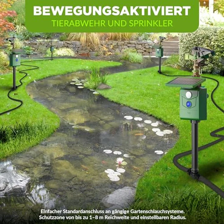 ISOTRONIC® Wasserstrahl Plus Licht Tiervertreiber Solar, Effektive Hunde-Katzen-Abwehr mit Bewegungsmelder, einstellbare Reichweite, IP65 Wetterfest, für Garten und Wildtierabwehr – Bild 4