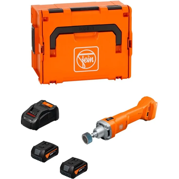 FEIN Geradschleifer AGSZ 18-280 BL AS, bürstenloser Motor mit 1100 W, 2 x 5,0 Ah Akkus, GAL1880CV Ladegerät, L-Boxx 238, vibrationsarm und sicher im Handling