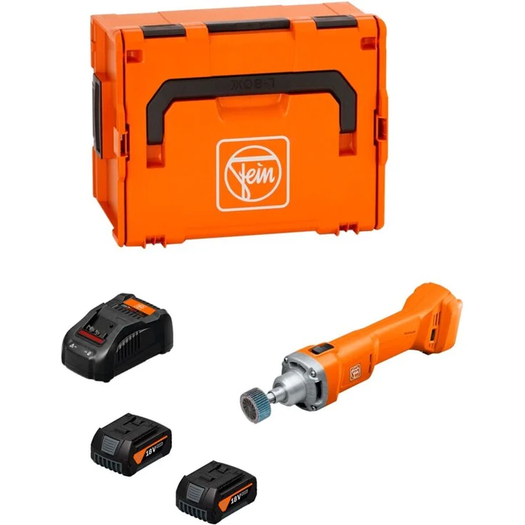 FEIN Geradschleifer AGSZ 18-280 BL AS, bürstenloser Motor mit 1100 W, 2 x 5,0 Ah Akkus, GAL1880CV Ladegerät, L-Boxx 238, vibrationsarm und sicher im Handling