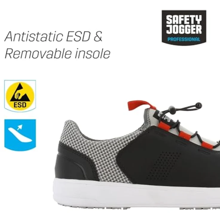 Safety Jogger EDEN 01 LOW SRC ESD, bequemer Hineinschlüpfschuh für Unisex, Gr. 47 mit rutschfester Gummi/EVA-Sohle und 3D-Mesh-Futter – Bild 6