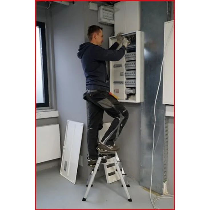 KS Tools Aluminium-Stufen-Stehleiter 800.0965, 62 cm, mit rutschfesten Stufen und gummierten Füßen für sicheren Stand – Bild 12