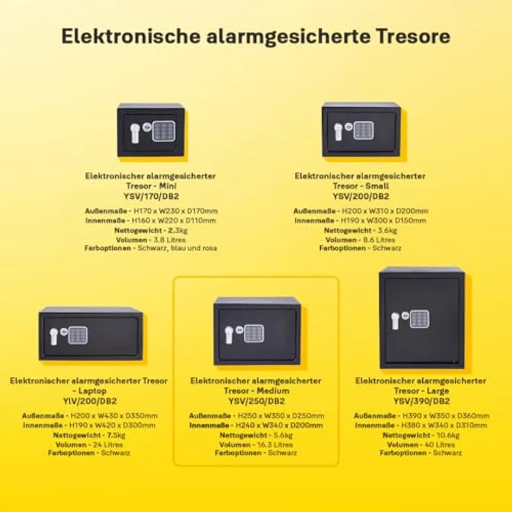 Yale, Tresor, YE YSV250DB2 - Tresor PIN-Code 16.3L (16.30 l) – Bild 6