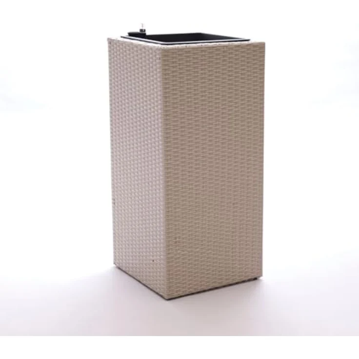 Elegant Einrichten Pflanzkübel Polyrattan Säule 30x30x55cm grau meliert, mit Bewässerungssystem und robustem Metallgerüst – Bild 1