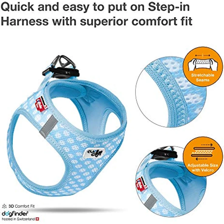 Vest Harness Air-Mesh Skyblue-Circles M & Leash L – Bild 2