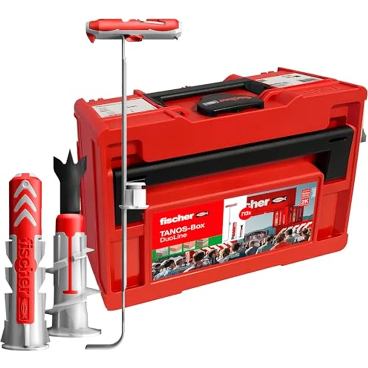 fischer Tanos-Box DuoLine Dübelset, DuoPower, DuoTec, DuoBlade, 713 Teile, 6-10mm, 30-80mm, für Profis und Heimwerker