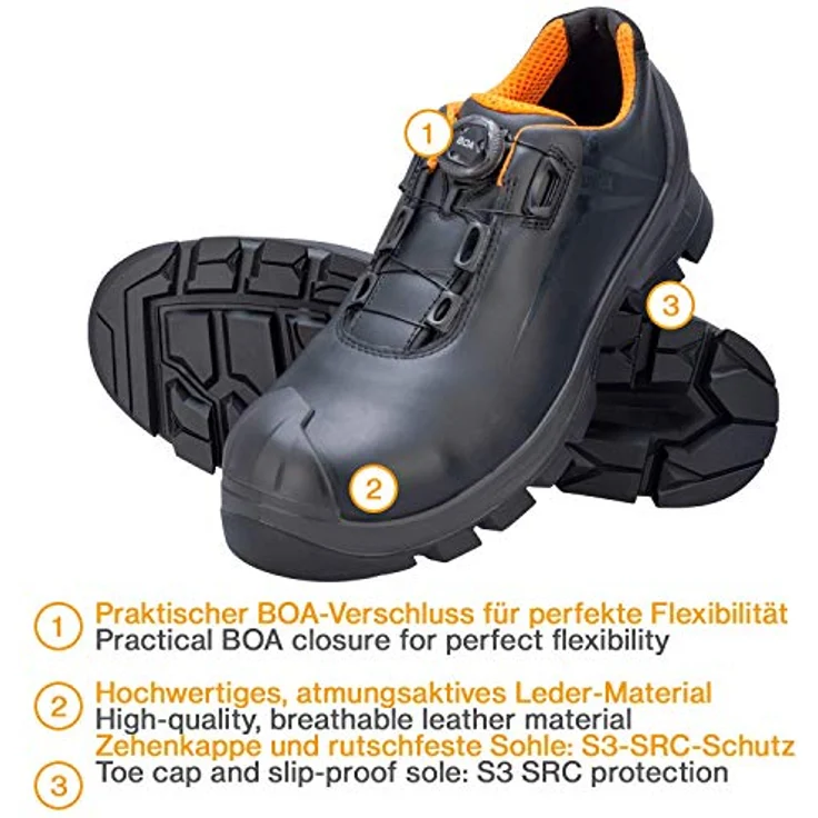 Uvex 2 VIBRAM Halbschuh S3 (65312), Sicherheitsschuh mit ESD-Funktion und Boa® Fit System, Größe 45 – Bild 2