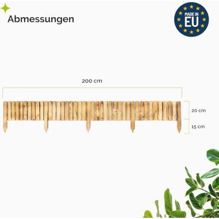 Garronda Rasenkante Beeteinfassung Holz Gebrannt 200x20 cm, flexible Beetumrandung mit einfacher Montage – Bild 2
