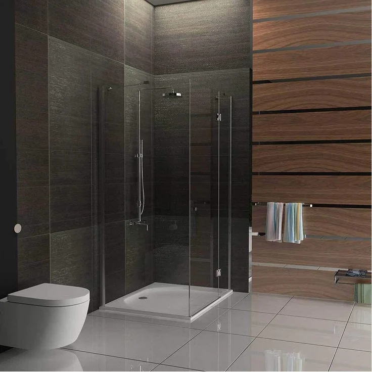 Alpenberger Eckdusche Nano Duschkabine, 100x80 cm, mit 6 mm ESG Sicherheitsglas, Antikalk-Beschichtung, Höhe 195 cm, Eckeinstieg
