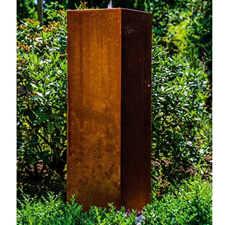 KÖHKO® Würfelbrunnen „Peru“ 119 cm aus Cortenstahl mit LED-Beleuchtung, Gartenbrunnen 31006 – Bild 1