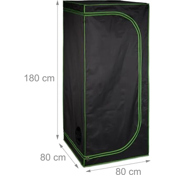 relaxdays Gewächshaus Growzelt indoor, 80 x 80 x 180 cm, XXL, 7,6 kg, Schwarz, 2-Wege-Zipper, Lichtundurchlässig – Bild 4