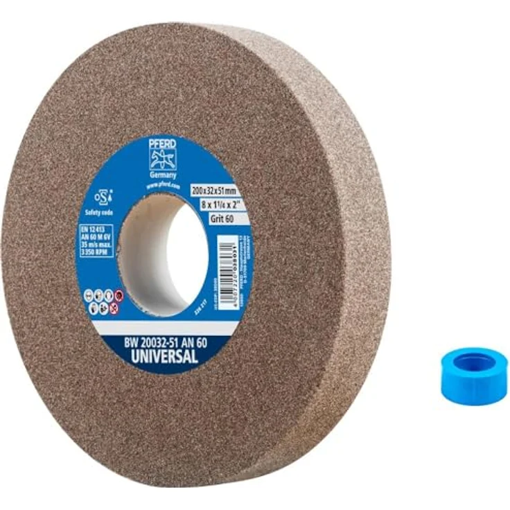 PFERD Schleifbockscheibe, 200x32x51mm, Ausführung UNIVERSAL, Korngröße 60, Normalkorund, 39009720 – Universelle Schleifscheibe mit integrierter Reduzierhülse (32mm) – Bild 2