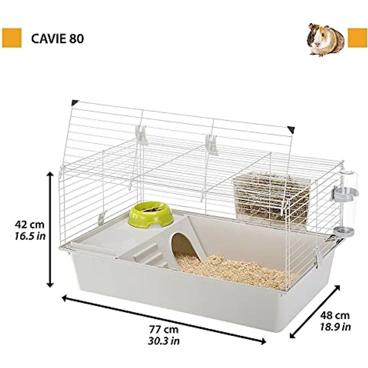 Ferplast Kaninchenkäfig käfig für Hasen, Nagerkäfig, Meerschweinchen- Kaninchenstall mit Zubehör, 77 x 48 x H 42 cm – Bild 2