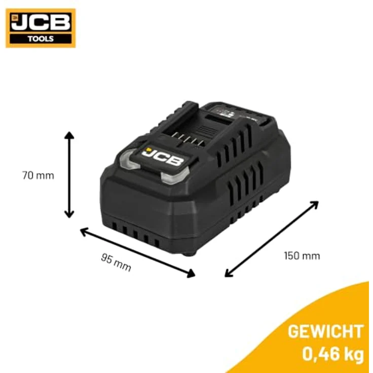 JCB Professional Schnellladegerät JCB-18FC-45, 18V 4,5A für Li-Ion Akkus, intelligente Ladesteuerung, Überladeschutz, kompakt und robust – Bild 5