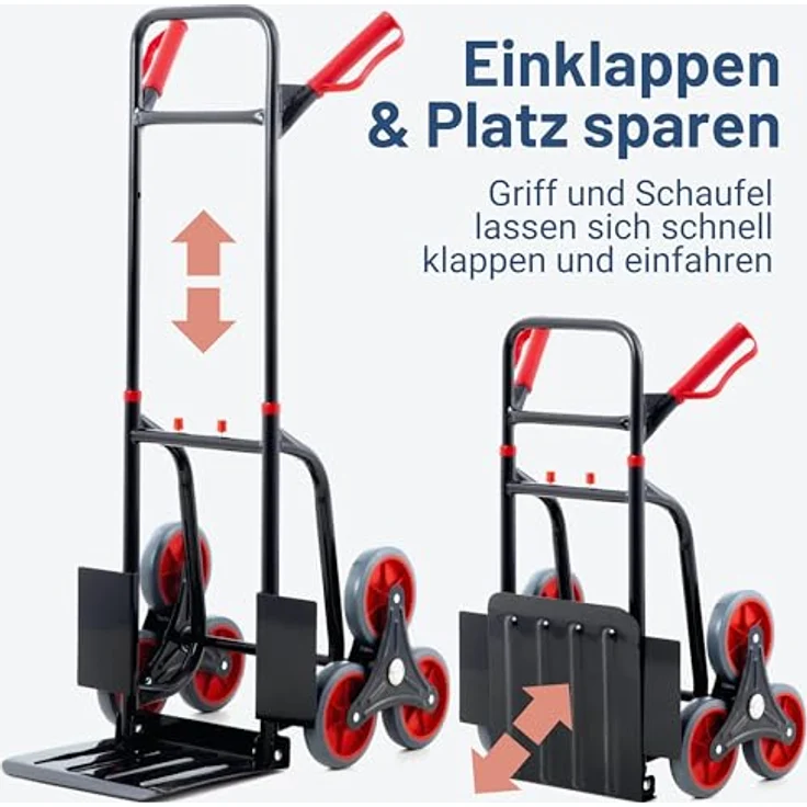 Pallit Treppensackkarre klappbar für 120kg DIABLO, Transportkarre aus Stahl, 3-Räder-System, blau – Bild 3
