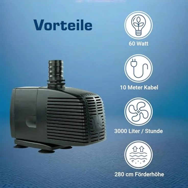 Kerry Electronics Teichpumpe KEP3000N, 3000l-h, 230V – Bild 2