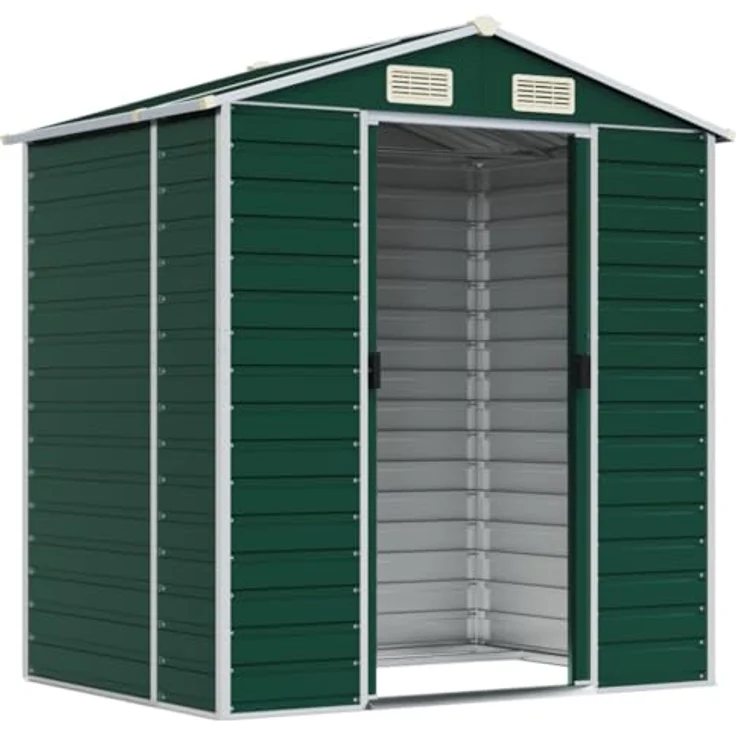 vidaXL Gerätehaus Grün 191x130x198 cm Verzinkter Stahl – Bild 3