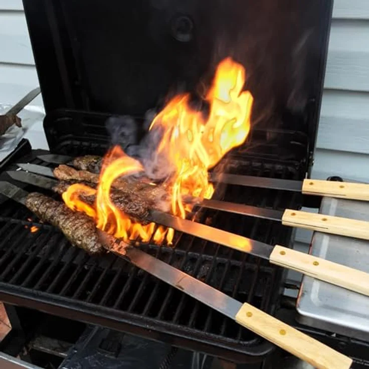 Goutime Grillspieße, Edelstahl, 7 Stück, Holzgriffe, mit Tasche – Bild 7