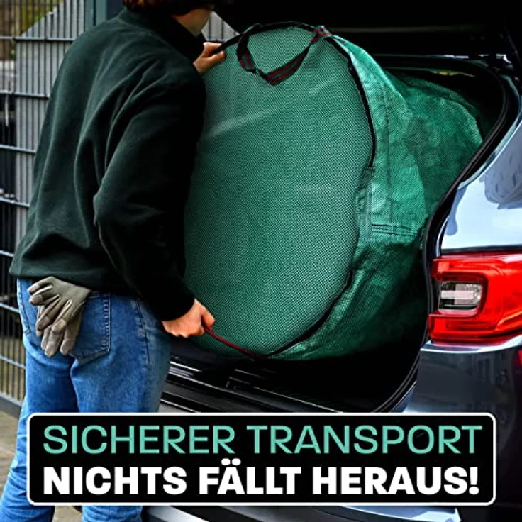 2x Gartenabfallsack mit Deckel 500L - XXL Groß - Laubsack Mit 4 Reißfesten Griffen - Stabil - Faltbar - Robustes Polypropylen – Bild 5