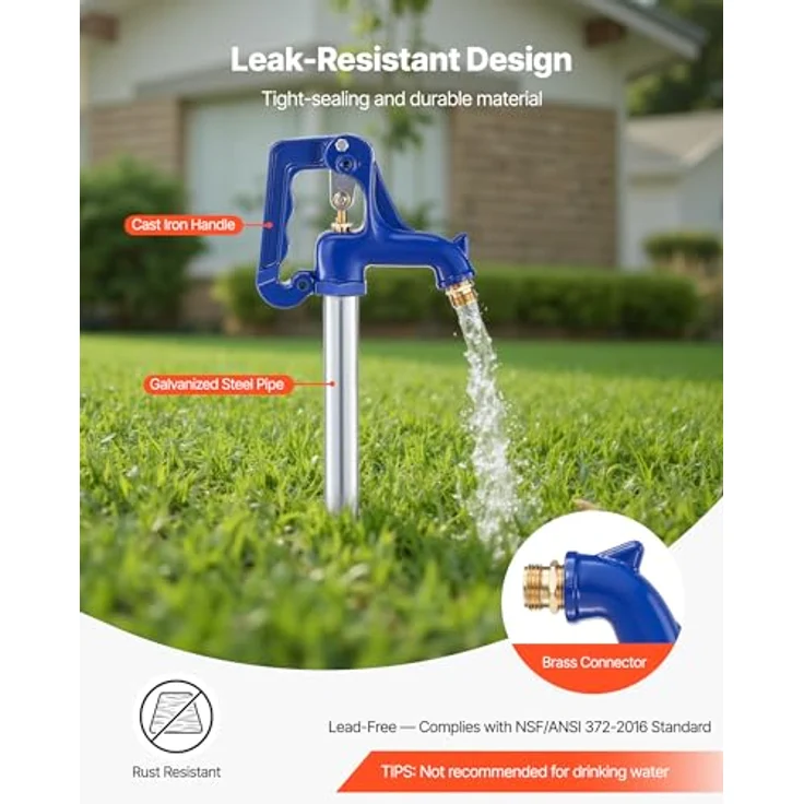 VEVOR Frostsicherer Gartenhydrant, 980 mm, Außenwasserhahn mit 304,8 mm Eingrabetiefe, G 3/4 Zoll Anschluss, frostsicherer bleifreier Hydrant für Gartenbewässerung & Landwirtschaft – Bild 3