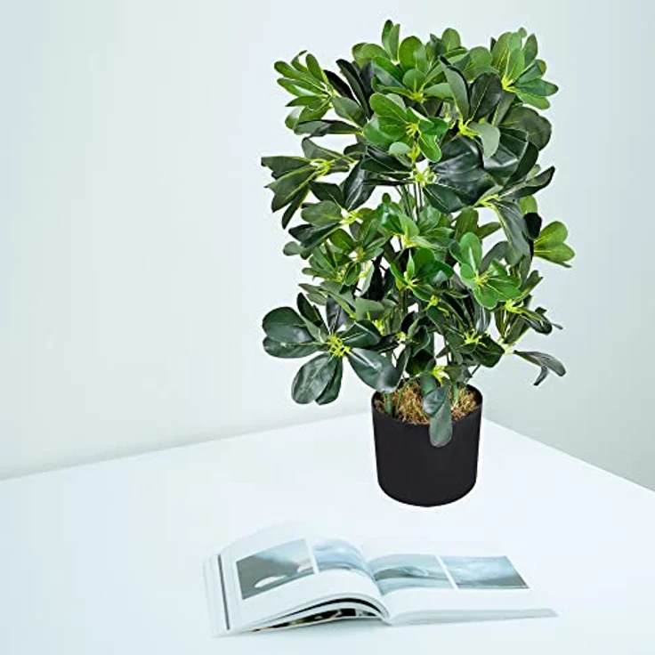 Decovego Schefflera Aralie Strahlenaralie Arboricola Kunstpflanze Kunstbaum Künstliche Pflanze 60 cm Innendekoration Kunst Pflanze wie echt im Topf – Bild 3