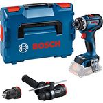 Bosch Professional 18V System Akku-Schrauber GSR 18V-90 FC (FlexiClick System, hartes Drehmoment von 64 Nm, bürstenloser Motor, 2 Gänge, inkl. 1x GFA 18-M, 1x GFA 18-H, in L-BOXX)