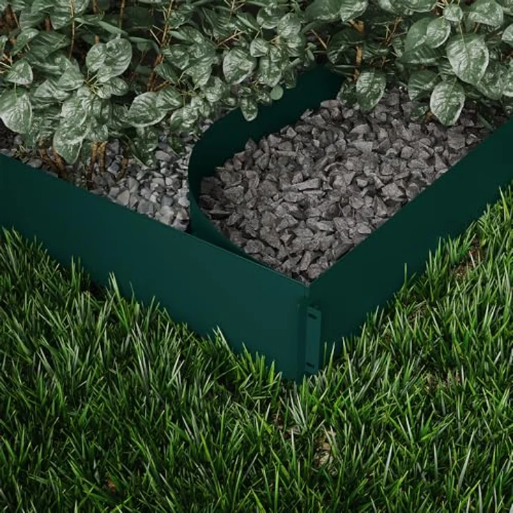 Serina Rasenkante, Grün, 100 x 14 cm 30 Meter, Beetumrandung aus verzinktem Stahl – Bild 4