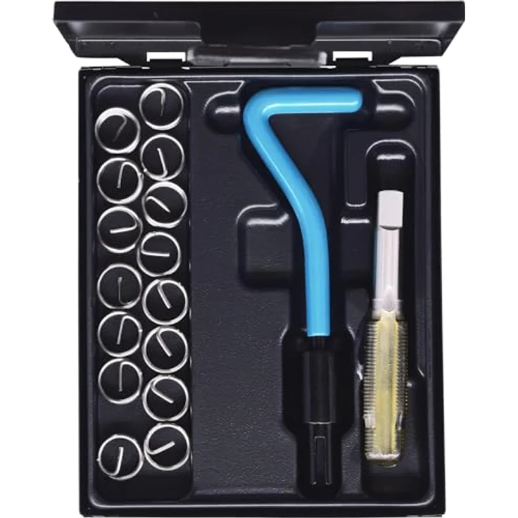 KS Tools Universalbohrer Nirostahl Gewinde-Reparatur-Satz M14x1,25mm, 17-tlg, stabiler Stahlblechkoffer, rostfrei – Bild 3
